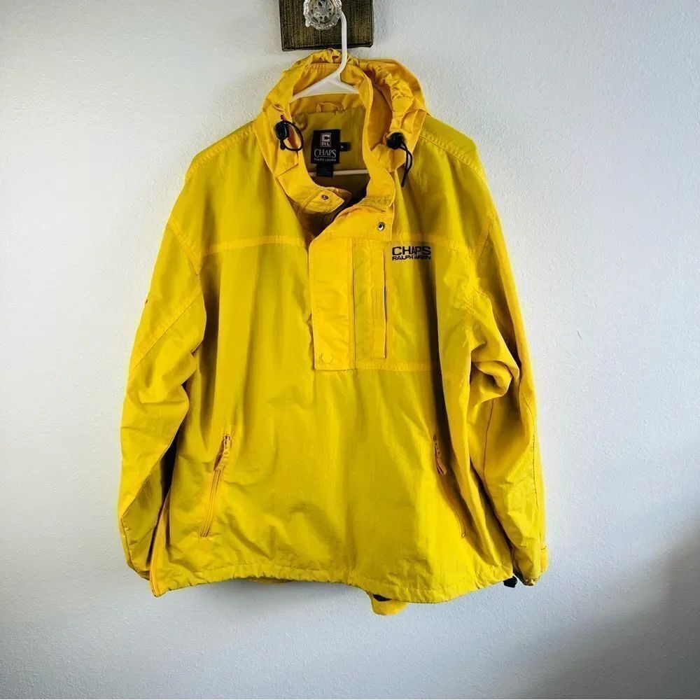Ralph Lauren Chaps VTG Yellow Windbreaker Pullover Jacket Size Men’s M